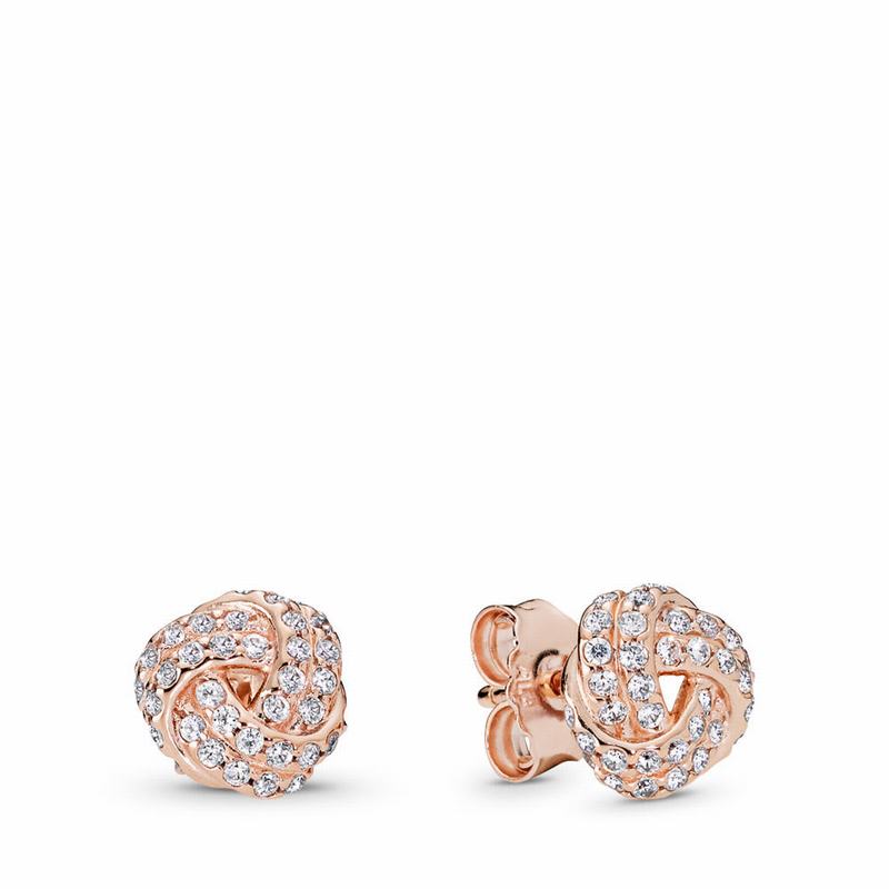 Pandora Australia Rose™ Sparkling Love Knot Stud Earrings | TOZAXN316